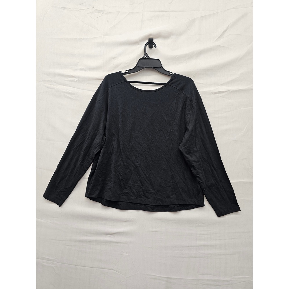 Member's Mark Womens Long Sleeve Active Tee Black Cotton Blend Workout Size M
